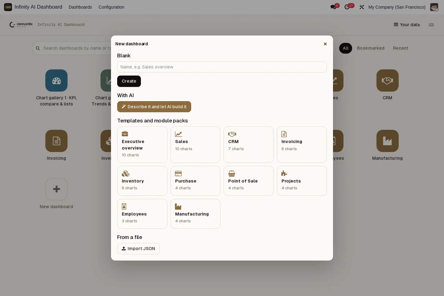 Choosing a template or module pack